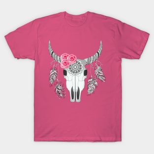 cow skull with roses T-Shirt